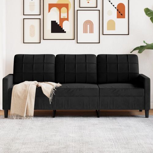 Vidaxl Canapé À 3 Places Noir 180 Cm Velours