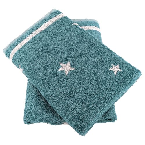Lot De 2 Torchons De Cuisine 50x50 Cm Collection Nova 100% Coton Bleu