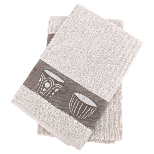 Lot De 2 Torchons De Cuisine Pur Coton 50x50 Cm Delicara Beige