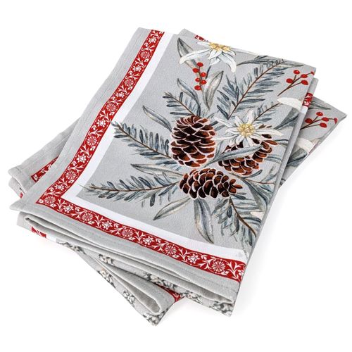Lot De 2 Torchons De Cuisine 50x70 Cm 100% Coton Randonnee Gris