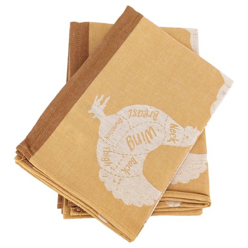 Lot De 2 Torchons De Cuisine Pur Coton 50x70 Cm Grilluxe Jaune