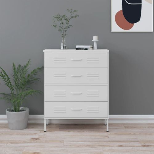 Vidaxl Commode Blanc 80x35x101,5 Cm Acier