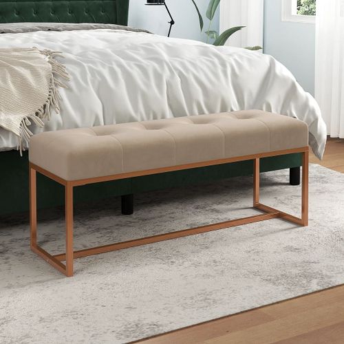 Vidaxl Banc Beige 110x36x45 Cm Velours