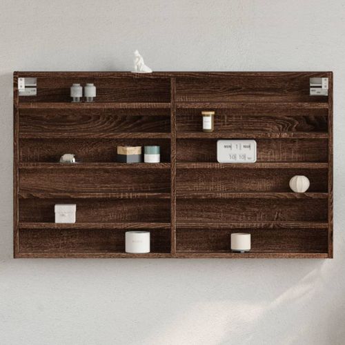 Vidaxl Armoire À Vitrine Chêne Marron 100x8,5x58 Cm Bois D'ingénierie