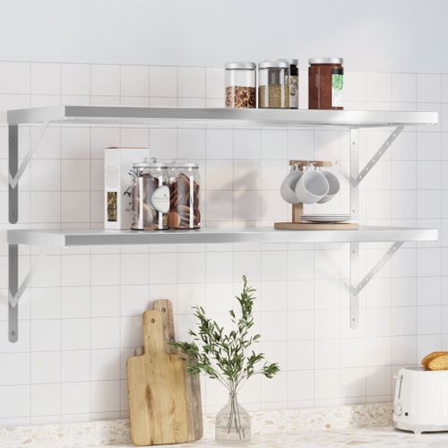 Vidaxl Étagères Murales 2 Pcs 100x40 Cm Argenté Acier Inoxydable
