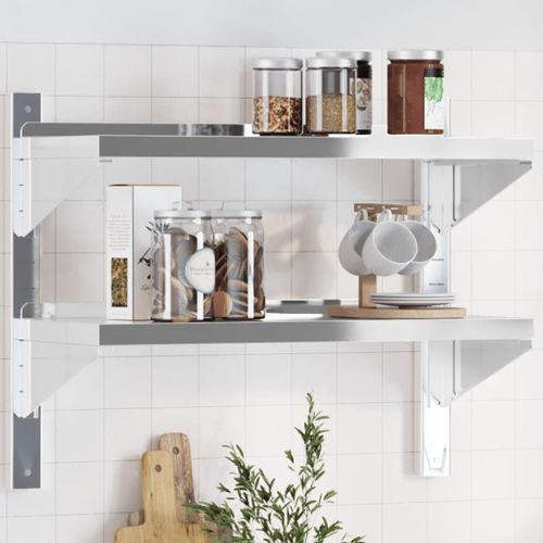 Vidaxl Étagère Murale À 2 Niveaux 75x30x60 Cm Argenté Acier Inoxydable