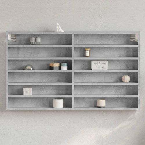 Vidaxl Armoire À Vitrine Gris Béton 100x8,5x58 Cm Bois D'ingénierie