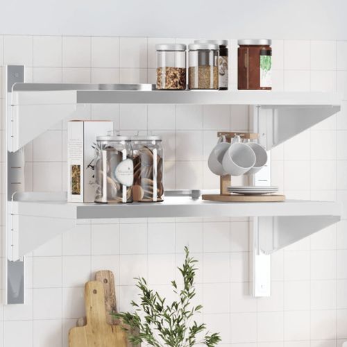 Vidaxl Étagère Murale À 2 Niveaux 75x40x60 Cm Argenté Acier Inoxydable
