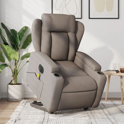 Vidaxl Fauteuil Inclinable De Massage Électrique Taupe Tissu