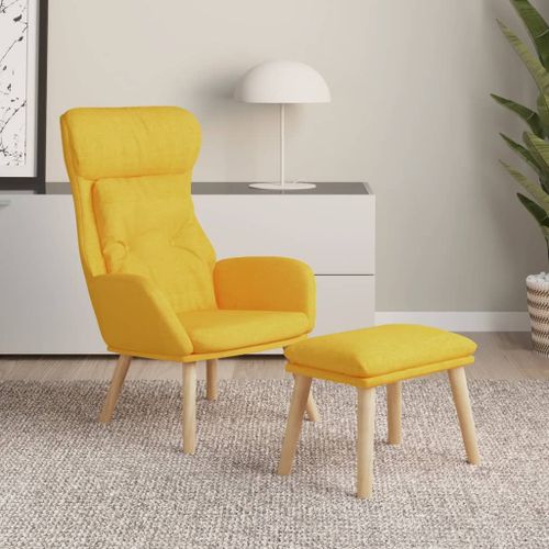 Vidaxl Chaise De Relaxation Avec Repose-Pied Jaune Moutarde Tissu