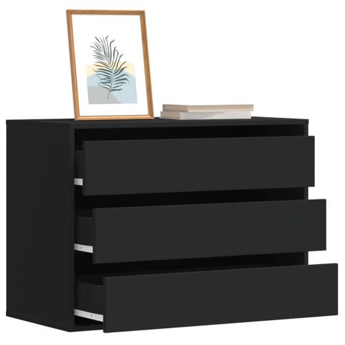 Vidaxl Commode D'angle Noir 80x41x58 Cm Bois D'ingénierie