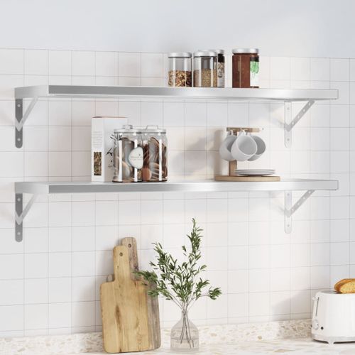 Vidaxl Étagères Murales 2 Pcs 100x30 Cm Argenté Acier Inoxydable