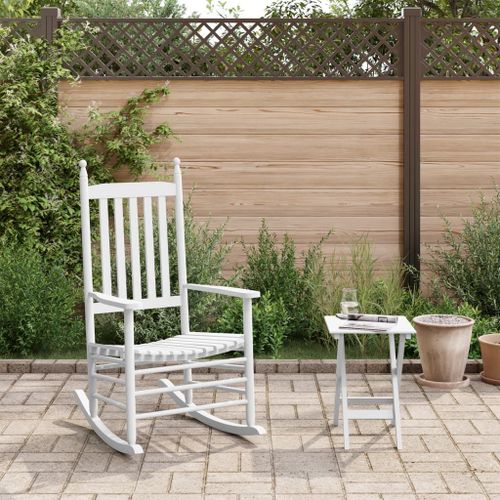 Vidaxl Chaise À Bascule Avec Table Pliable Blanc Bois Massif Peuplier
