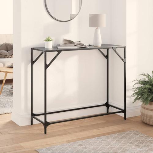 Vidaxl Table Console Avec Dessus En Verre Noir 98x35x81 Cm Acier