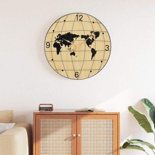 vidaXL Horloge murale jaune et noir Ø50 cm bois d'ingénierie