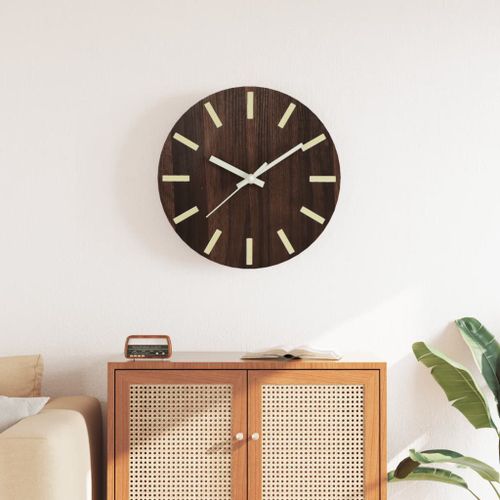 vidaXL Horloge murale et échelles et aiguilles lumineuses marron Ø30cm