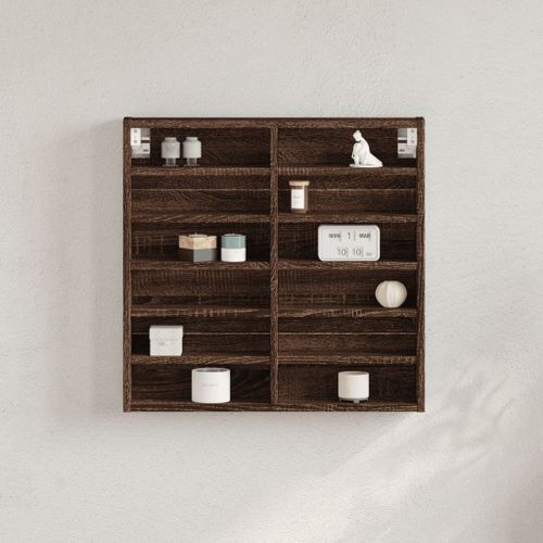 Vidaxl Armoire À Vitrine Chêne Marron 60x8,5x58 Cm Bois D'ingénierie