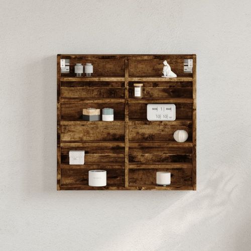 Vidaxl Armoire À Vitrine Chêne Fumé 60x8,5x58 Cm Bois D'ingénierie