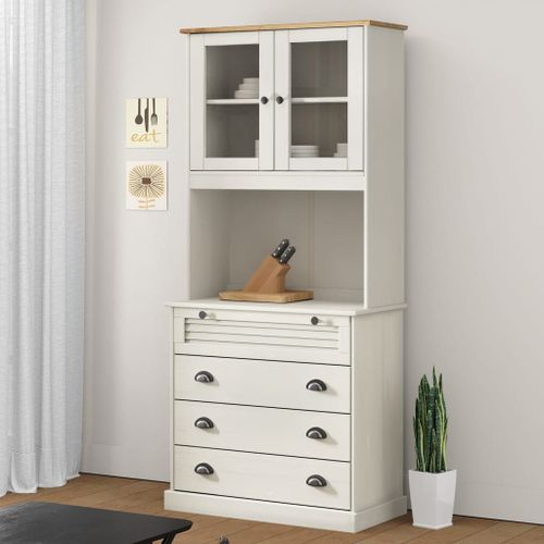 Vidaxl Buffet Haut Vigo Blanc 80x40x176 Cm Bois Massif De Pin