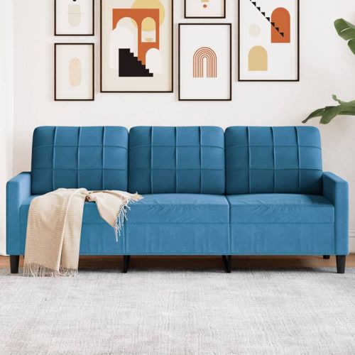 Vidaxl Canapé À 3 Places Bleu 180 Cm Velours