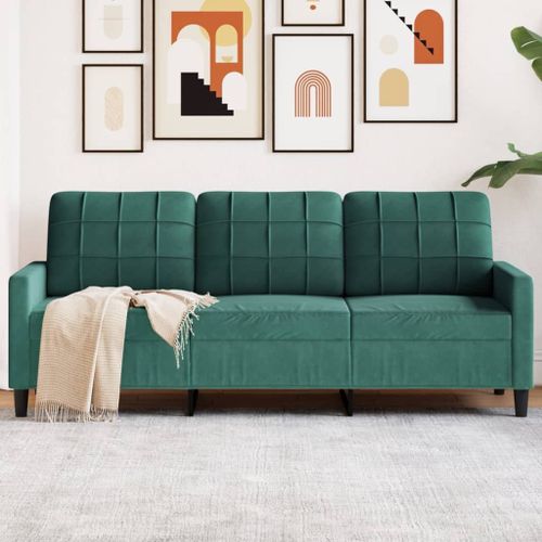 Vidaxl Canapé À 3 Places Vert Foncé 180 Cm Velours
