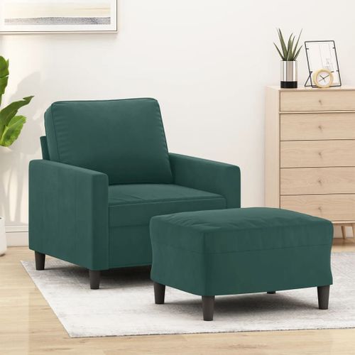Vidaxl Fauteuil Avec Repose-Pied Vert Foncé 60 Cm Velours