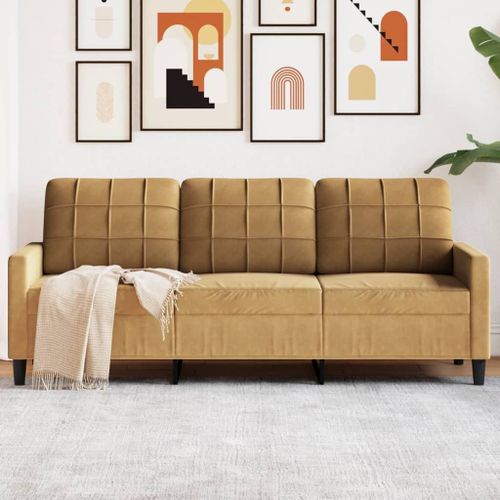 Vidaxl Canapé À 3 Places Marron 180 Cm Velours