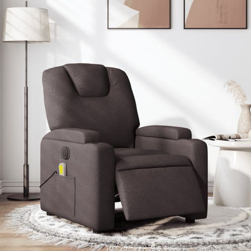 Vidaxl Fauteuil De Massage Inclinable Électrique Marron Foncé Tissu