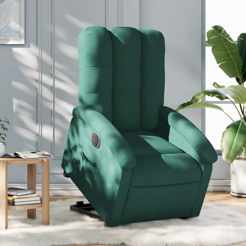 Vidaxl Fauteuil Inclinable Électrique Vert Foncé Tissu
