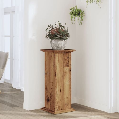 Vidaxl Support Pour Plantes Vieux Bois 33x33x80 Cm Bois D'ingénierie