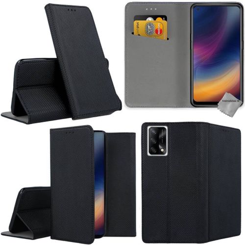 Housse Etui Coque Pochette Portefeuille Pour Oppo A74 4g + Verre Trempe - Noir Magnet