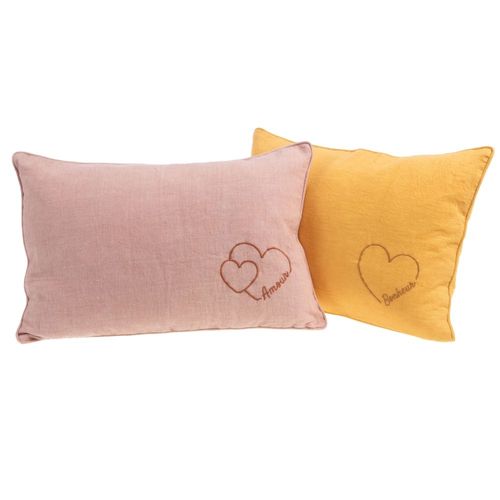 Coussin C?ur Brodé 40 X 60 Cm (Lot De 2)