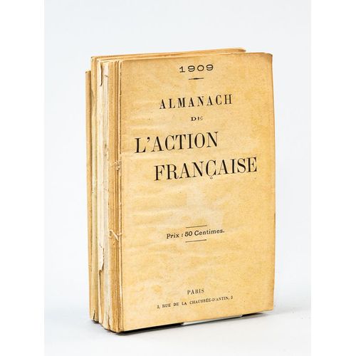 Almanach De L'action Française (Lot De 6 Almanachs : N° 1 : 1909 ; 2 : 1910 ; 3 : 1911 ; 4 : 1912 ; 6 : 1914 ; 7 : 1917)
