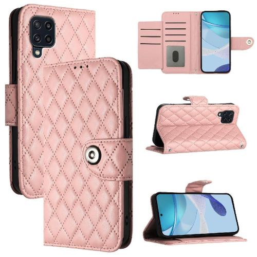 Étui Pour Samsung Galaxy M32 4g/M22 4g Bande De Poignet Protection Élégante Antichoc Portefeuille Couverture Titulaire De La Carte - Couleur Orange