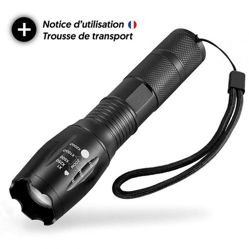 Bravo Alfred Lampe Torche Led Ultra Puissante Xml-T6 Lampe Torche Militaire Utilisable Pour Vélo Ou Randonnées Et 5 Modes Dont Flash Anti-Agression, Zooms Et Portée De 500m. Conception Antichoc