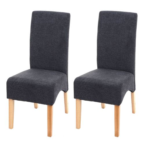 2x Chaise De Salle À  Manger Latina, Chaise De Cuisine, Tissu/Textile   Gris Foncé, Pieds Clairs
