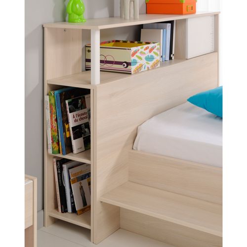 Encadrement Lit Avec Rangement 123x29x93cm Décor Acacia Et Blanc