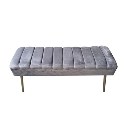 Banc 110x40x43 En Velours Gris Anthracite