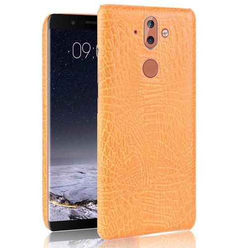 Classique Élégant Étui Pour Nokia 8 Sirocco Compatibilité Housse De Protection Mode Classique D'alligator Anti Éraflure - Couleur Orange