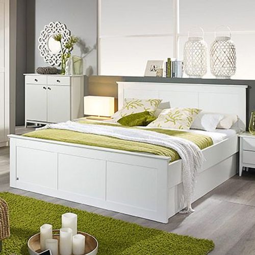 Lit En 180x200 Cm Et Lot De 2 Tiroirs Charme Blanc - Rosamla