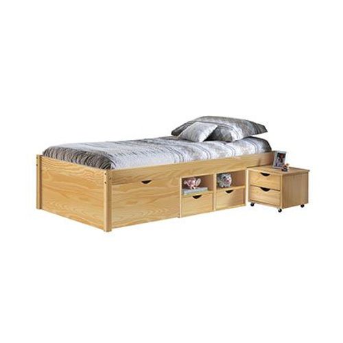 Ensemble Lit 90x200 Cm + 1 Chevet En Pin Massif Naturel - Chamonix