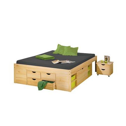 Ensemble Lit 160x200 Cm + 2 Chevets En Pin Massif Naturel - Chamonix