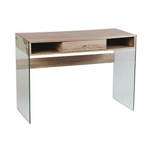 Bureau 1 Tiroir Et 2 Niches En Bois Et Verre