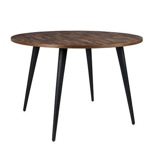 Table À Manger Ronde 110 Cm En Teck Recyclé Et Métal - Alen
