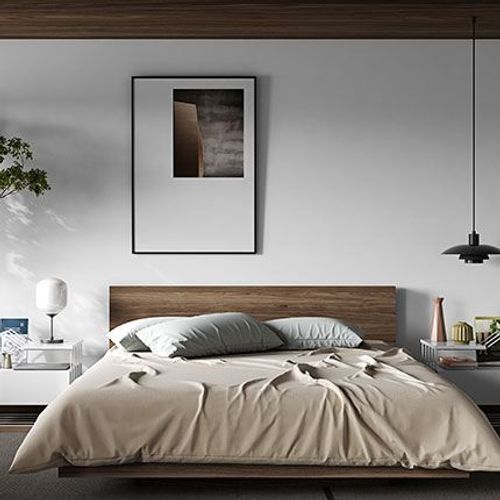 Lit 180x200 Cm Décor Noyer Vernis - Wilda