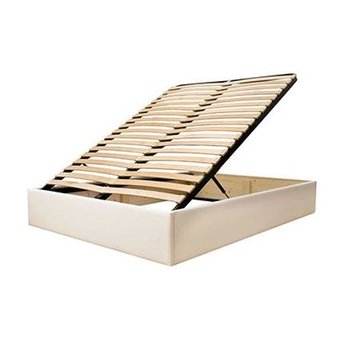 Lit Coffre En Kit 140x190 Cm En Tissu Coton Écru