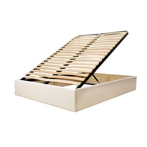 Lit Coffre En Kit 160x200 Cm En Tissu Coton Écru