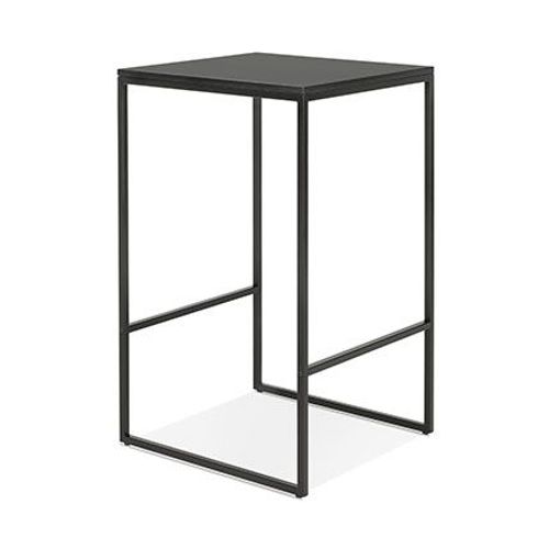 Table De Bar Carrée 60x102 Cm En Bois Et Métal Noir
