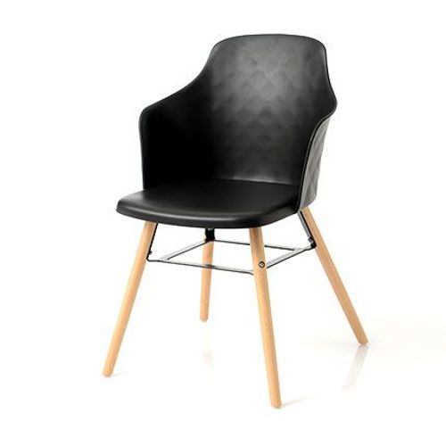 Fauteuil 51x54x80 Cm Avec Coque Noire Et Pieds Naturels