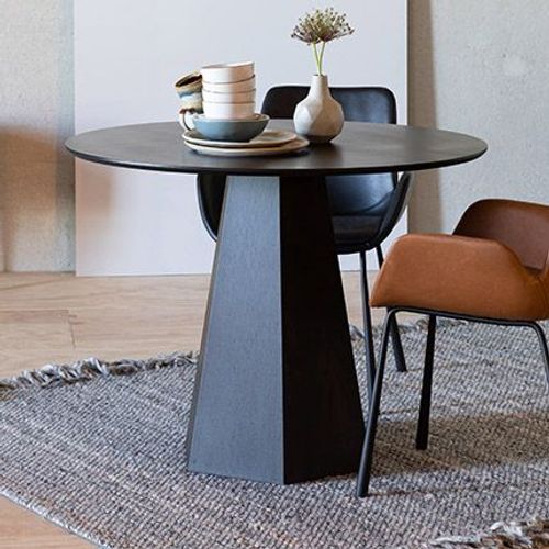 Table À Manger Ronde 100x76 Cm En Bois Noir